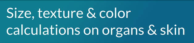 Size, texture & color calculations on organs & skin